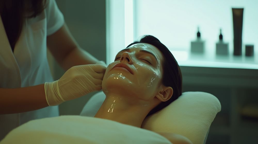 Sculpting facial massage session focusing on lifting and contouring facial features.