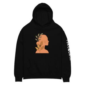 Botanical Silhouette Hoodie – Earth-Tone Abstract Female Design | YukoNorth Unisex Oversized